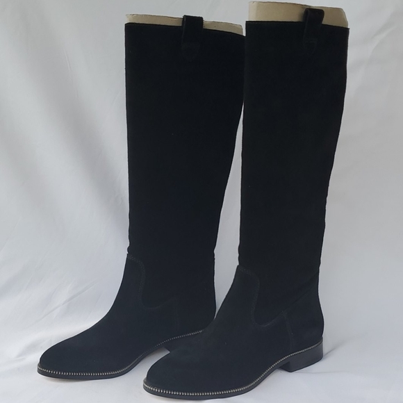 Michael Kors Black Suede Bayview Riding Boot Knee High Sz 7 - Picture 2 of 16